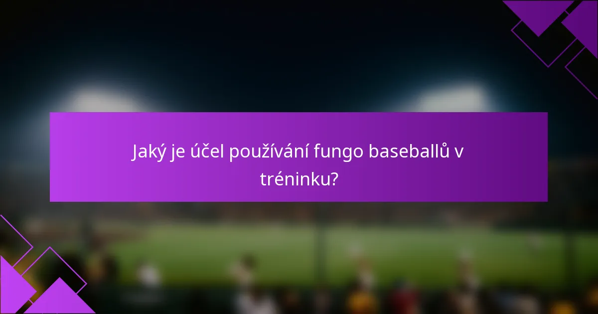 Jaký je účel používání fungo baseballů v tréninku?